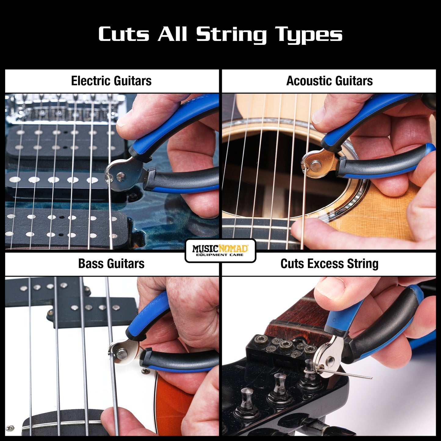 MusicNomad GRIP ONE - String Winder, String Cutter, Bridge Pin Puller- Guitar Tool for Acoustic, Electric & Bass Guitar (MN223)