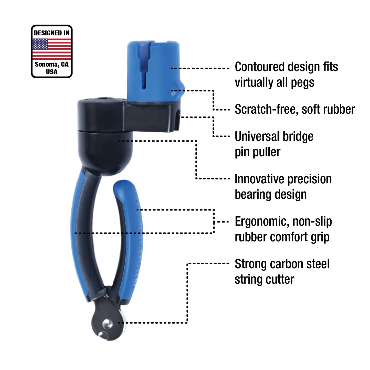MusicNomad GRIP ONE - String Winder, String Cutter, Bridge Pin Puller- Guitar Tool for Acoustic, Electric & Bass Guitar (MN223)
