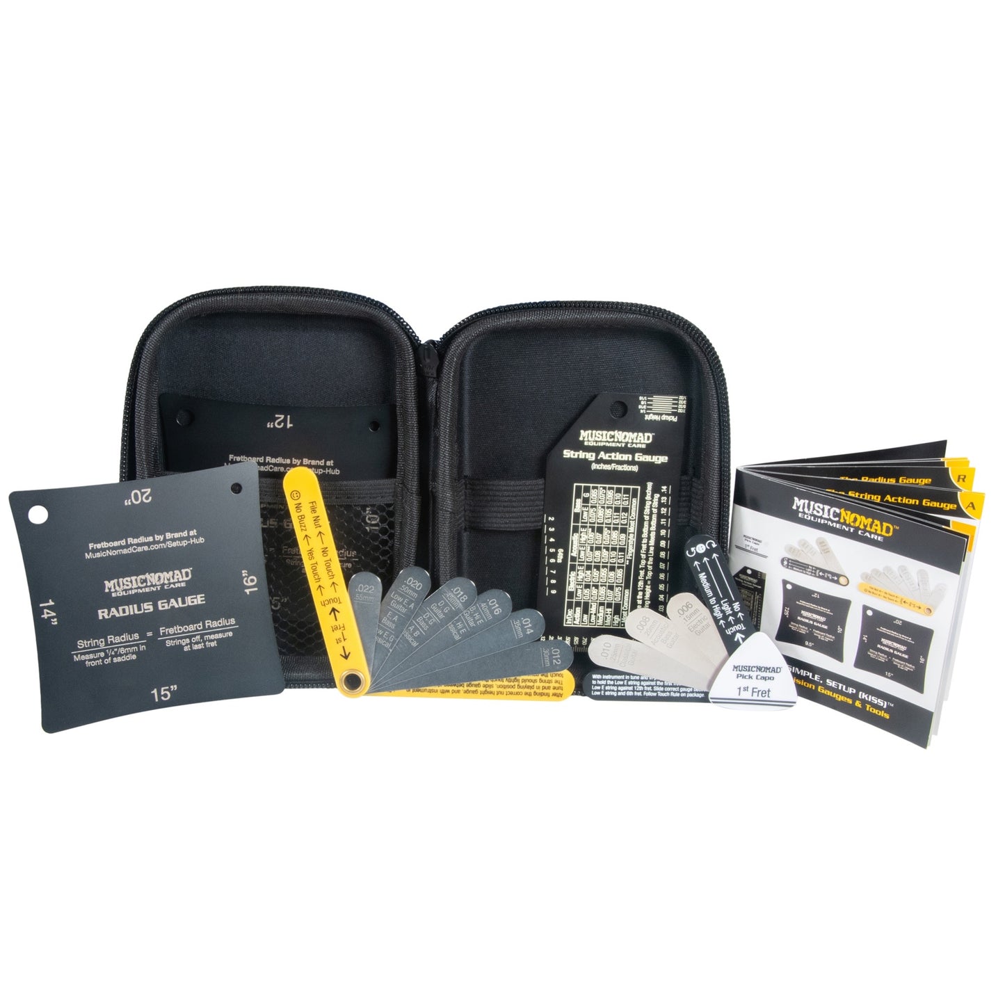 MusicNomad KEEP IT SIMPLE, SETUP (KISS)™ Starter Kit Bundle - 6 pc. Gauge Set, 26 pc. Guitar Tech Tool Set, 11 pc. Truss Rod Wrench Set (MN609)