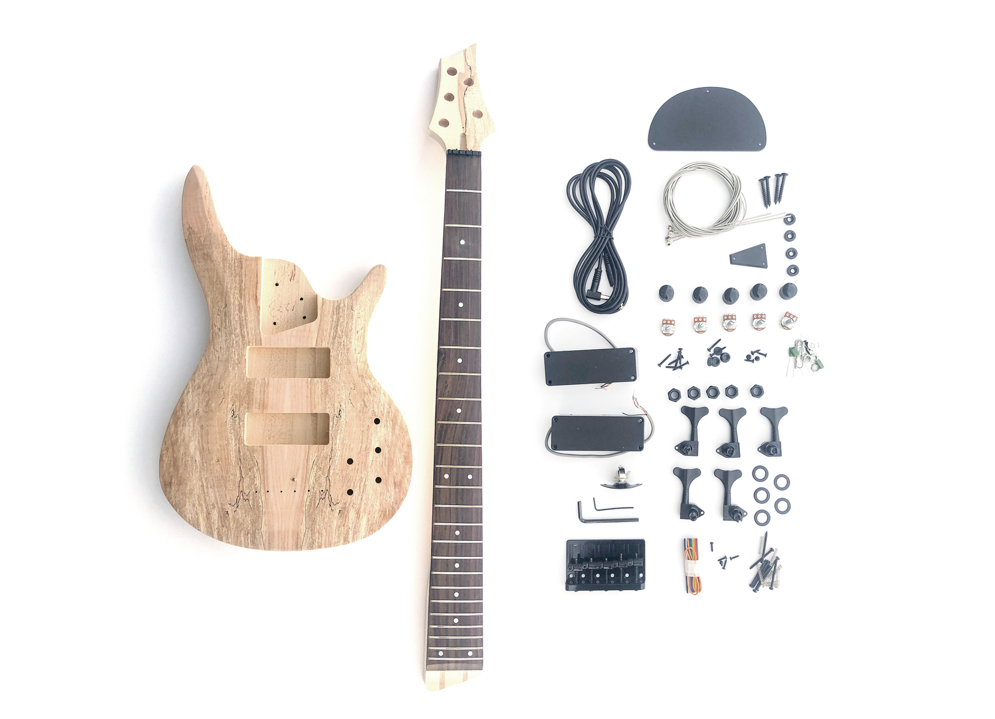 5 String Style Spalted Maple Build Your Own Bass Guitar Kit – Vibeworks  Guitars